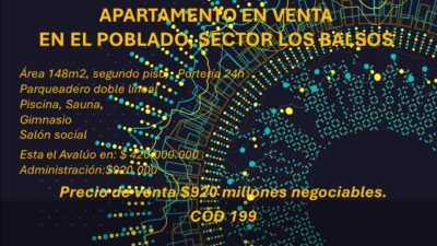 APARTAMENTO EN VENTA EN EL POBLADO, SECTOR LOS BALSOS