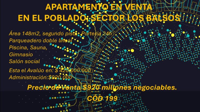 APARTAMENTO EN VENTA EN EL POBLADO, SECTOR LOS BALSOS
