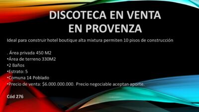 DISCOTECA EN VENTA EN PROVENZA EL POBLADO MEDELLIN