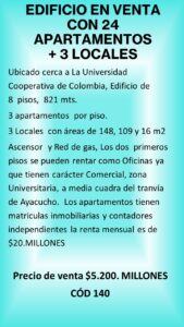 EDIFICIO EN VENTA CON 24 APARTAMENTOS + 3 LOCALES