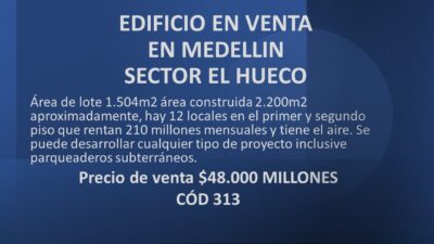 EDIFICIO EN VENTA EN MEDELLIN SECTOR EL HUECO