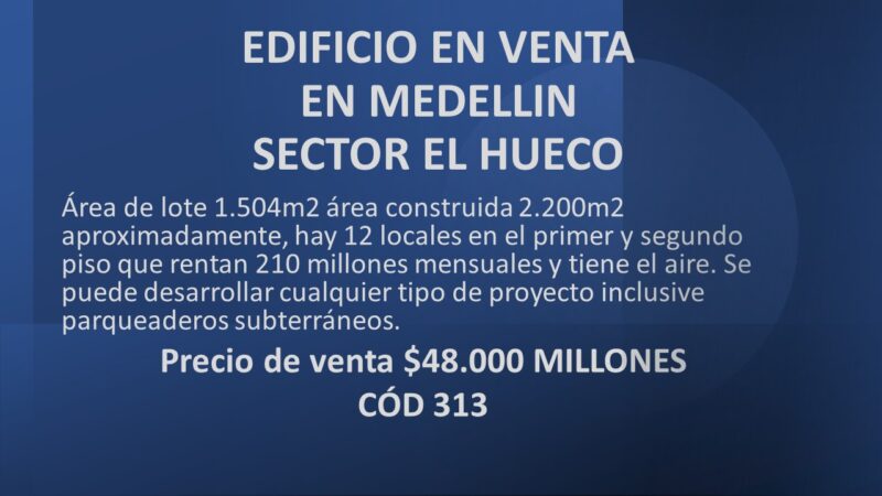 EDIFICIO EN VENTA EN MEDELLIN SECTOR EL HUECO