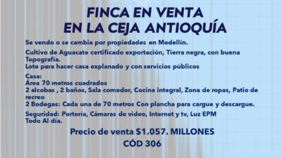 FINCA EN VENTA EN LA CEJA ANTIOQUÍA