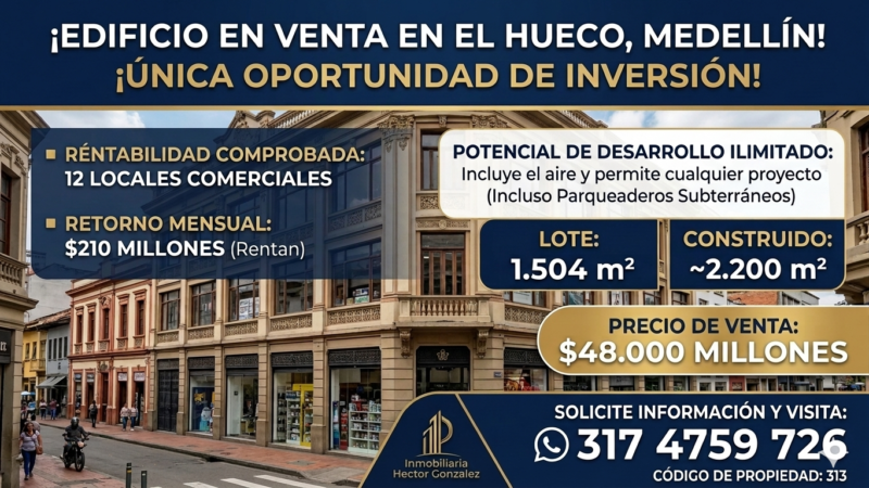 EDIFICIO EN VENTA EN MEDELLIN SECTOR EL HUECO