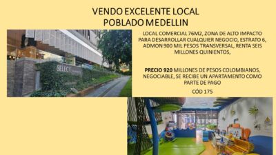 MEDELLIN POBLADO VENDO EXCELENTE LOCAL