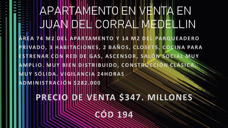 APARTAMENTO EN VENTA EN JUAN DEL CORRAL MEDELLIN
