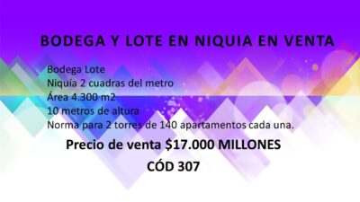 BODEGA Y LOTE EN NIQUIA EN VENTA
