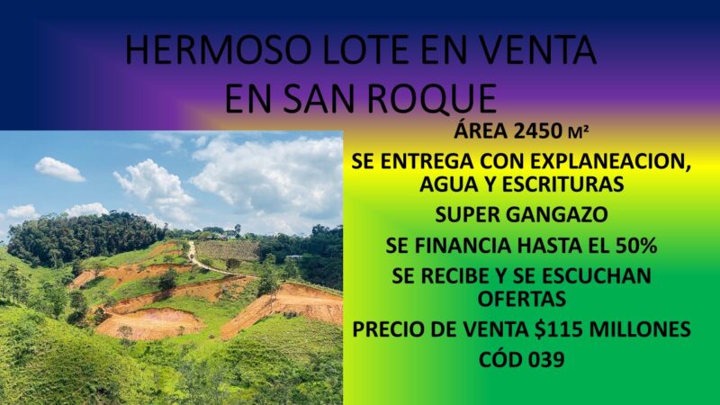 HERMOSO LOTE EN VENTA EN SAN ROQUE