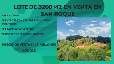 LOTE DE 3200 M2 EN VENTA EN SAN ROQUE