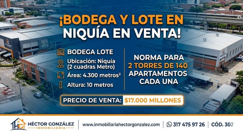 BODEGA Y LOTE EN NIQUIA EN VENTA