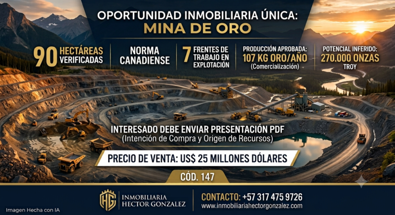 VENDO MINA DE ORO 512 HECTÁREAS