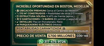 CASA EN VENTA EN BOSTON MEDELLIN