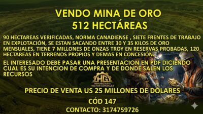VENDO MINA DE ORO 512 HECTÁREAS