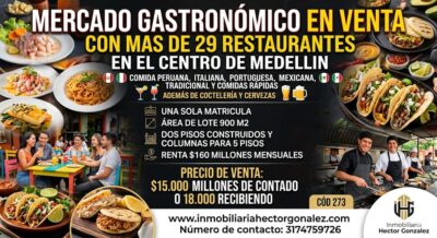 MERCADO GASTRONÓMICO EN VENTA CON MAS DE 29 RESTAURANTES EN EL CENTRO DE MEDELLIN
