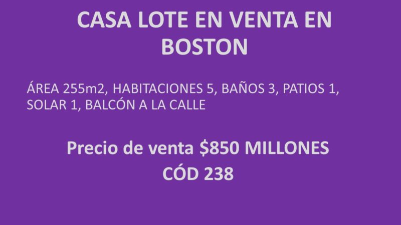 CASA LOTE EN VENTA EN BOSTON