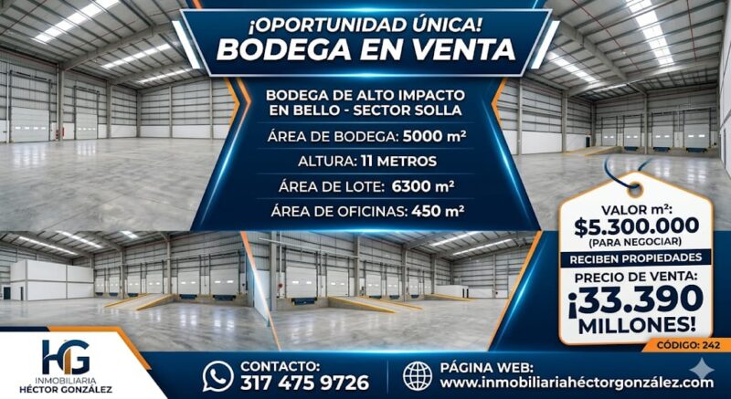 BODEGA EN VENTA EN BELLO SECTOR SOLLA