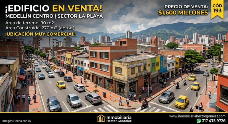 EDIFICIO EN VENTA EN MEDELLIN CENTRO SECTOR LA PLAYA