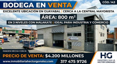 BODEGA EN VENTA EN GUAYABAL CERCA A LA CENTRAL MAYORISTA