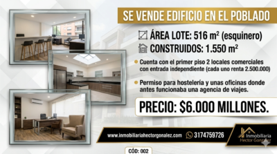EL POBLADO MEDELLIN EDIFICIO EN VENTA