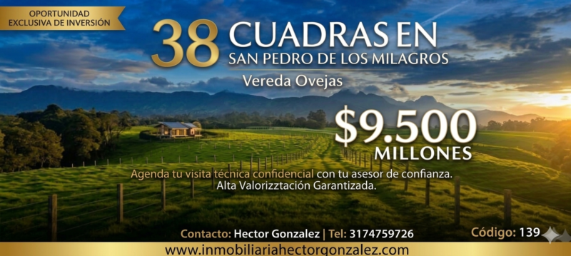SAN PEDRO DE LOS MILAGROS LOTE EN VENTA