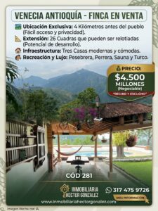 VENECIA ANTIOQUÍA, FINCA EN VENTA