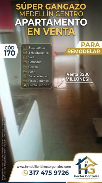 MEDELLIN CENTRO APARTAMENTO EN VENTA