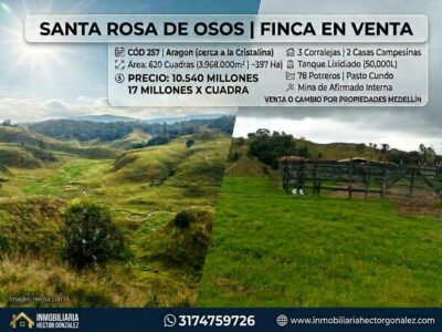 SANTA ROSA DE OSOS FINCA EN VENTA