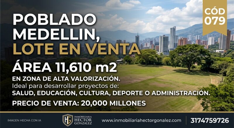 POBLADO MEDELLIN, LOTE EN VENTA